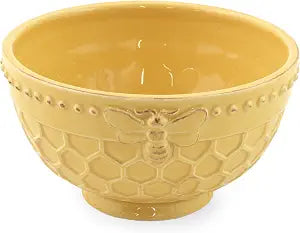 Boston International Embossed Stoneware Cereal/Small Serving Bowl, 5.5 x 3-Inches, Honeycomb