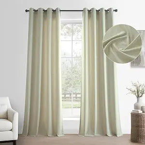HPD Half Price Drapes Basic Faux Linen Curtains Grommet - 96 Inch Long Pair - 2 Panels - 50W x 96L - Natural Linen Curtain for Living Room, Bedroom, Dinning Room, Modern Farmhouse Drapes, Greige