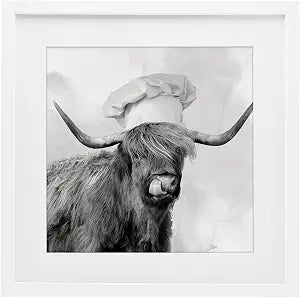 Chef Cattle Kitchen Still Life, 16 x 16 Inch Framed Print Under Glass
