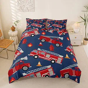 Cartoon Car Comforter Cover Set Kids Boys Twin