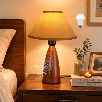 Nusogon Touch Table Lamp for Nightstand - 3-Way Dimmable Small Bedside Lamp