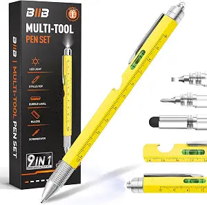 BIIB Gifts for Men 9-in-1 Multitool Pen, Stocking Stuffers for Men