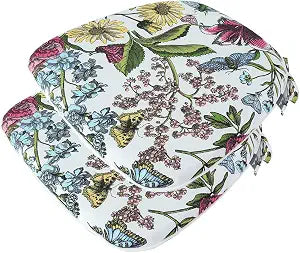 Outdoor Chair Cushions Set of 2,Patio Seat Cushion 17"x16"x2",U-Shaped Dining Chair Cushion 17 by 16 Inch,Water Resistant,Fade-Resistant Chair Pads for Kitchen Garden Furniture(Butterfly Flower)