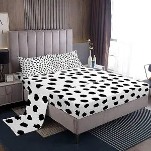 Erosebridal Brush Stroke Polka Dots Top Sheet Queen Size Boho Sheet Set