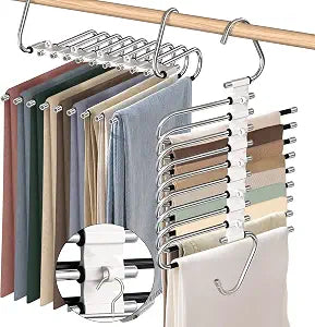 9 Layers Pants Hangers Space Saving Non-Slip Closet Organizer 2 Pack