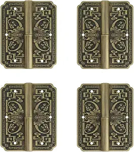 4Pcs Antique Brass Double Door Hinges Cabinet Drawer Wardrobe Bookcase Door Removable Hinges Furniture Accessories