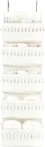 Dahey Over The Door Organizer 5 Pockets Hanging Behind Door Storage, White
