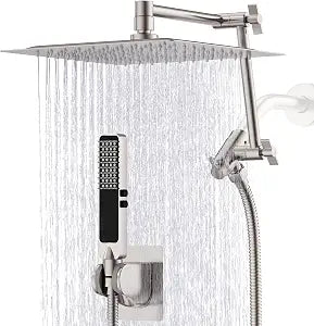 10" Metal Rain Shower Head with Handheld Combo, Brushed Nickel