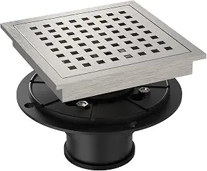 6 Inch Stainless Steel Shower Drain Strainer - Brushed Nickel Bathroom Sink Hair Catcher, Rust-Proof 304 SS with ABS Locking Plate,Fits Tile & Fiberglass Showers