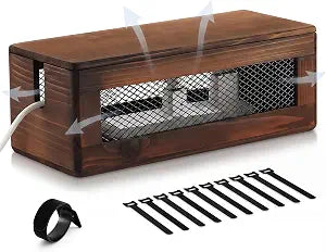Chunful Extra Large Cable Management Box, 16'' Wood Cord Hider Organizer with Ventilation Nets & Organizer for Power Strip, TV Wires & Desk Cable Storage, Magnetic Lid Hide Floor Cables