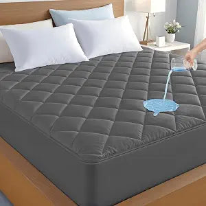 LUX D��cor King Mattress Pad - Quilted Elastic Fitted Mattress Cover