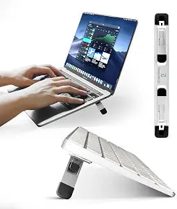 ProRiser by PostureUp Self-Adhesive Non-Scratch Aluminum Laptop & Keyboard Stand for Desk, 1.75 & 3in Elevation, Adjustable Computer Stand, Laptop Riser for Up to 20in Laptops and Keyboards