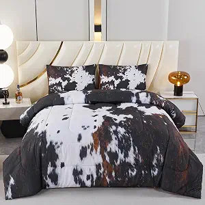 PERFEMET Full Size Cow Comforter Sets 3 Pieces