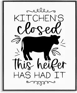 Heifer Humor Kitchen Quote, 11 x 14 Inch Framed Gicle Print