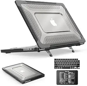 SEYMAC stock Case for MacBook Pro 16 inch, Shock-Absorbing Protection with Folding Stand &Mouse Pad Case for MacBook Pro 16 inch, Black
