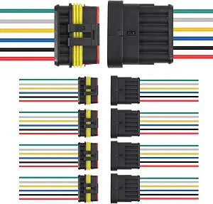 5Pair 6Pin Connector Waterproof Electrical 6 Pin Plug Auto Electrical Wire Connectors Quick Disconnect Automotive Connectors Marine for Car, Truck, Boat Automotive Replacement Ignition Plug Connectors