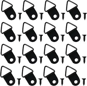 MEETOOT 50pcs Picture Frame Triangle Hook 23x10mm Black Single Hole Lifting Ring for Hanging Clock Paintings Artwork Picture Frame