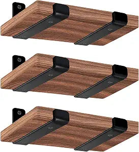 6 Pack - 5.5" L x 4" H x 1.5" W J Lip Shelf Brackets Rustic Farmhouse Iron Wall Floating Shelf Bracket Metal Shelf Bracket Industrial Shelf Supports with Screws Black
