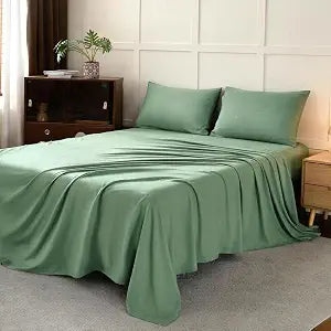 Sage Green Queen Sheets, 4 Piece Sheet Set, Cooling & Breathable Bed Sheets