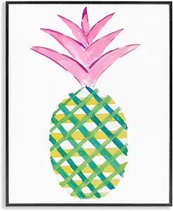 Tropical Plaid Pineapple, 11 x 14 Inch Framed Gicle Print