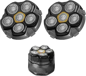 Magnetic 6 Blades Head Shaver Replacement Heads for Many 6D Magnetic Electric Razor,Newly Designed Magnetic 6D Blade Head Compatible with Head Shavers for Bald Men,2 Pack Travel Size for Ufree,Doao