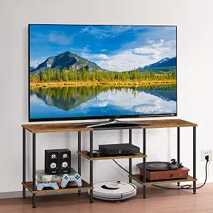 TV Stand for Bedroom Rustic Brown 50 Inch TV Stand with Power Outlet