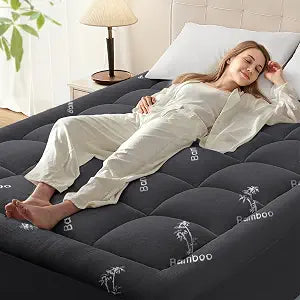 Anluoer Queen Mattress Topper Memory Foam Pillow Top Mattress Pad Dark Grey