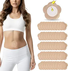 50PCS Castor Oil Patches for Belly Button ��� Disposable Castor Oil Pack Wraps with Organic Cotton Pad, Leak-Proof Belly Button Patch Cover, Portable, Breathable & Skin-Friendly