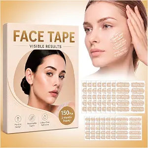 Face Tape for Wrinkles, Skin-Tone Japanese Facial Wrinkle Patches for Smoother-Looking Skin, 2 Sizes Pre-Cut Facial Tape for Forehead Lines, Neck, Smile Lines & Crow’s Feet, Overnight Beauty