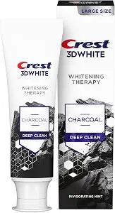 3D White Whitening Therapy Charcoal Deep Clean Invigorating Mint Teeth Whitening Toothpaste, 4.6 oz, Anticavity Fluoride Toothpaste, Gently brightens Teeth, Enamel Safe