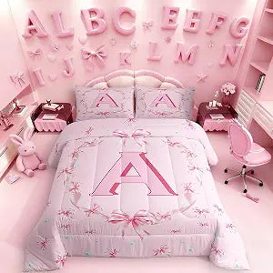 Erosebridal Initial Letter A Comforter Set Toddler for Kids Girls