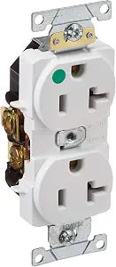 Leviton 8300-HW 20-Amp, 125-Volt, Heavy Duty Hospital Grade, Duplex Receptacle, Straight Blade, Self Grounding, White