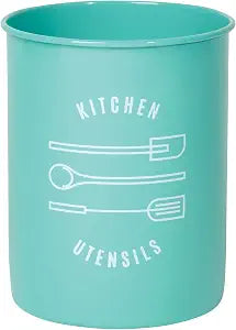 Now Designs Powder-Coated Steel Utensil Crock, Turquoise, 5x6 inches