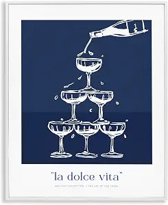 Navy Champagne Tower Celebration, 11 x 14 Inch Framed Gicle Print