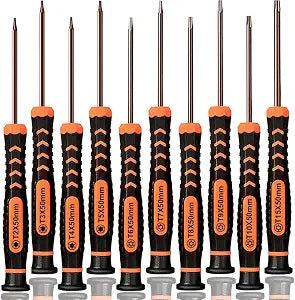 Torx Screwdriver Set of T2-T15, TECKMAN 10-Piece Magnetic Small Torx Security Screwdrivers with T2 T3 T4 T5 T6 T7 T8 T9 T10 T15 Star Screwdriver Tool Kit for Xbox,PS3,PS4,Knife,Computer & Other Device