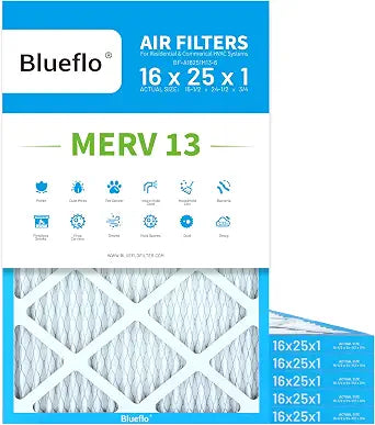 Air Filter MERV 13 (6-Pack) Electrostatic Pleated Air Conditioner HVAC AC Furnace Filters (16x25x1)