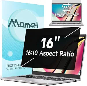 Mamol 360 Privacy Screen for Laptop 16 Inch 16:10, 4 Way Computer Monitor Privacy Shield, Anti Glare Blue Light Filter Compatible with Lenovo Hp Dell Acer Asus Thinkpad Envy Xps