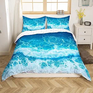 jejeloiu Ocean Wave Comforter Cover Queen Size Boys Girls