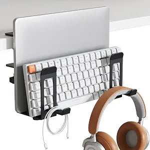 PEGZONE Laptop Stand Vertical, 2-Slot Under Desk Laptop Holder, Black