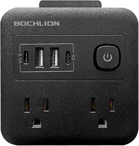 Multi Plug Outlet Extender with USB - Surge Protector Splitter 4 USB Wall Charger - Multi Plug Outlet Splitter, Widely Spaced Outlet for Travel, Home, College Dorm Room (Black)