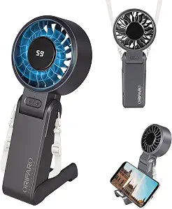 Strong Airflow Portable Fan,18 Hrs Cooling,5000mAh, Foldable Handheld Fan