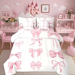 Erosebridal Dreamy Coquette Bow Comforter Set 7 Piece Twin