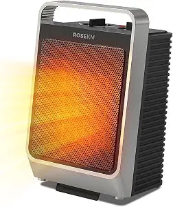 ROSEKM Portable Space Heater for Indoor Use, 1500W with Thermostat, Silver
