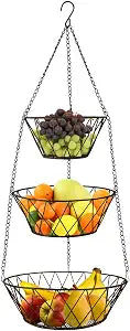 Heavy Duty - 3 Tier Hanging Kitchen Bronze Fruit Basket