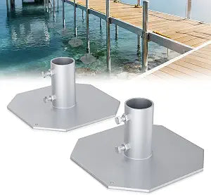 Stationary Dock Base Plate, Heavy Duty Floating Dock Bottom Pad, Galvanized Steel Dock Brackets Hardware,Dock Post Holder for Post Pole Pipe Leg, Support Docks & Stop Sinking in Mud Sand