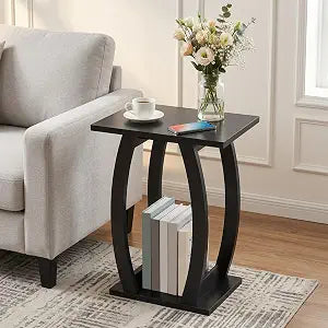 MAHANCRIS End Tables Living Room, Side Table Beside Sofa, Black End Table