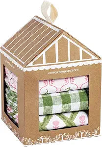 Mud Pie Pink Greenhouse Towel Set