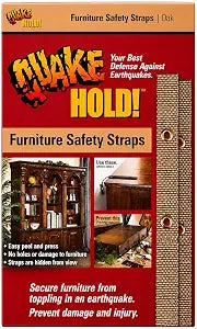 QuakeHold! 4161 Furniture Strap Kit Anti Tip Protection, Oak