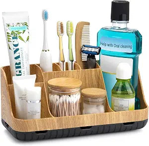 GFWARE Bathroom Organizers and Storage - Detachable 7 Slots Kids Electric Toothbrush and Toothpaste Holde Drainage for Bathroom Accessories Organization Counter Vanity Storage