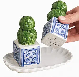 Mud Pie Ceramic Topiary Salt And Pepper Shaker Set